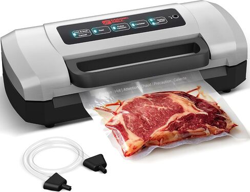 Magic Mill Vacuum Sealer Machine | Pro Handle With Patent Locking Technology for Easy Use | Food Preservation for Wet, Dry, Moist, Powerful Double Pump, Built-In Roll and Bag Cutter in Saudi Arabia
