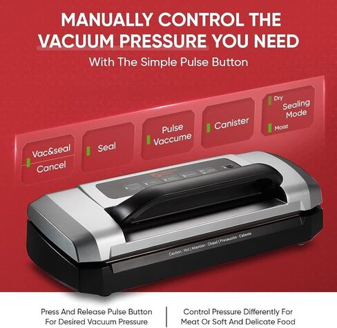Magic Mill Vacuum Sealer Machine | Pro Handle With Patent Locking Technology for Easy Use | Food Preservation for Wet, Dry, Moist, Powerful Double Pump, Built-In Roll and Bag Cutter in Saudi Arabia