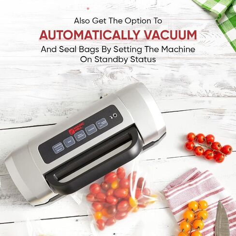 Magic Mill Vacuum Sealer Machine | Pro Handle With Patent Locking Technology for Easy Use | Food Preservation for Wet, Dry, Moist, Powerful Double Pump, Built-In Roll and Bag Cutter in Saudi Arabia