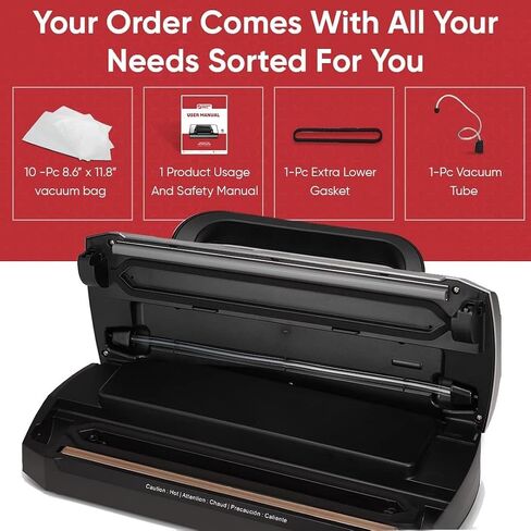 Magic Mill Vacuum Sealer Machine | Pro Handle With Patent Locking Technology for Easy Use | Food Preservation for Wet, Dry, Moist, Powerful Double Pump, Built-In Roll and Bag Cutter in Saudi Arabia