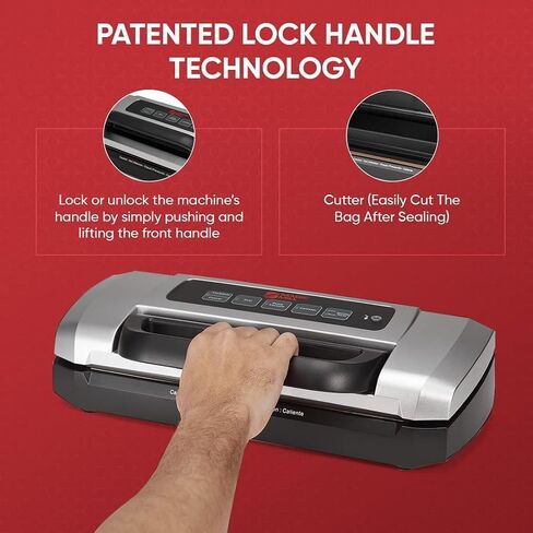 Magic Mill Vacuum Sealer Machine | Pro Handle With Patent Locking Technology for Easy Use | Food Preservation for Wet, Dry, Moist, Powerful Double Pump, Built-In Roll and Bag Cutter in Saudi Arabia