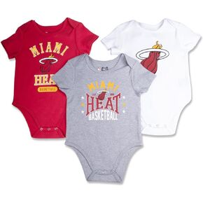 Ultra Game NBA Super Soft Cotton 3 Pack Baby Creeper Bodysuit