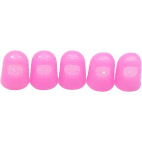 5Pcs Pink Rubber Finger Tips Guard Non-Slip Finger Pads Grips Assorted Colors Finger Protector Covers for Sorting Task, Paperwork, Wax Carving Finger Pads