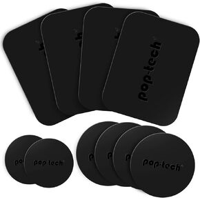 Metal Plate for Phone Magnet, 10 Pack Replacement Magnet Disc Magic Mount Plate with Adhesive Backing for Magnetic Car Holder Cradle Stand (Dashboard/Vent/CD Slot/Windshield)- Rectangle & Round Black