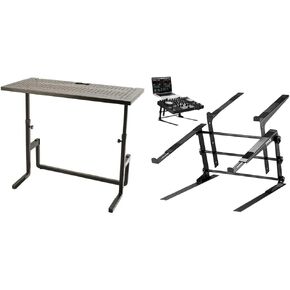 Quik-Lok DJ Table and Mixer Stand Equipment (DJ233) and Pyle Portable Folding Laptop Stand