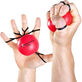 Physical Therapy Hand Exerciser - Forearm Exerciser with Stress Relief Ball - Hand Therapy Balls for Exercise, Training - Finger Exerciser & Strengthener - Medium Tension, Red