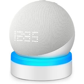 Table Holder for Echo Dot 4th/5th Generation, Desktop Stand Mount for Echo Dot 4th/5th Gen, Base Bracket with Light Guide, Dot Accessories with Built-in Cable Management, White