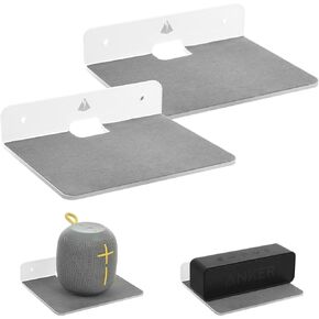 TXEsign Small Floating Shelves Speaker Shelves-2 Pack 4.25 Small Wall Shelves Speaker Mount for Bluetooth Speaker Webcam Mesh WiFi Mesh Router Toy Display Shelf Acrylic Shelves(Black, Small)
