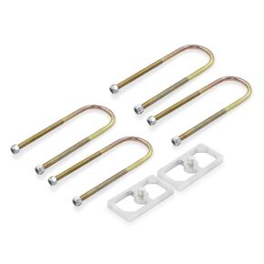 Universal Leaf Spring Lowering Block Kit, 0.5 Inch, 2-1/2" Wide, 5" Long, Zinc-Plated U-Bolts, Premium Steel Construction for Long-Lasting Finish