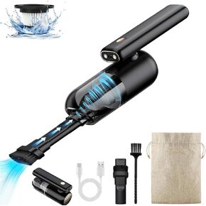 Car Vacuum Portable Cordless 90° Foldable Vacuum Cleaner for Car, 9kPa High Power Suction, Wireless Handheld Mini Car Vacuum and Blower 2 in 1, 4000mAh Rechargeable Vacuum for Car and Home
