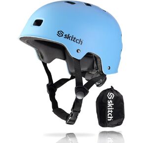 SKITCH Skateboard Helmet for Kids and Teens with Premium Grade Memory Foam Padding | Triple Certified Adjustable Protective Sport Head Gear for Scooter Roller Skate Inline Skating and Rollerblading