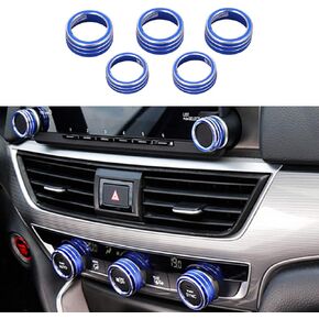 Ramecar for Accord Climate Control Switch AC Knob Sound Volume Button for 10th Gen Honda Accord Sedan Sport EX EX-L LX 2018 2019 2020 2021 2022, Aluminum Blue, 5pcs