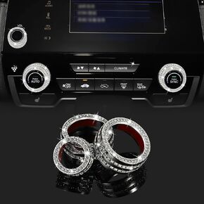TOMALL Bling Car Accessories AC Knob Covers Compatible with Honda CRV 2017-2022 Air Conditioner Stickers Auto Interior Ring Decoration for Car (3pcs)