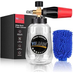 Yiliaw Snow Foam Cannon for Pressure Washer Big Mouth Soap Foam Cannons with 1/4 Inch Quick Connector Adjustable Nozzle Car Wash Foam Blaster,4000PSI,1L in Kuwait