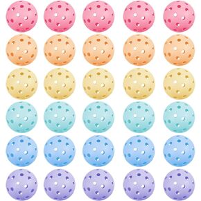 30 Pcs Plastic Practice Baseballs Bulk 40 Holes Practice Golf Balls Baseball Balls Multi Color Outdoor Indoor Balls Tournament Play Training for All Style Paddle, 2.9 Inches