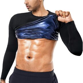 Sauna Sweat Suits Shirt Waist Trainer for Men Compression Vest Workout Gym Clothes Sweat Enhancer Long Sleeve