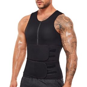 Wonderience Sauna Suit for Men Waist Trainer Neoprene Sweat Vest with Adjustable Waist Trimmer Belt