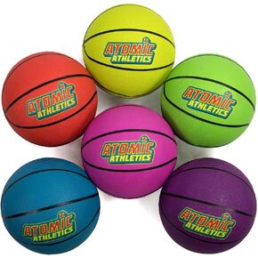 Atomic Athletics Neon Rubber Playground Balls - 6 Pack of Regulation Size, Includes Pump & Storage Bag