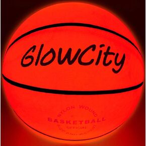 GlowCity LED Light-Up Basketball – Size 5, 27.5 inch, Ideal for Youth & Pre-Teen Night Games – Impact Activated Glow-in-The-Dark Fun, Nylon Wound Durability, Batteries Included