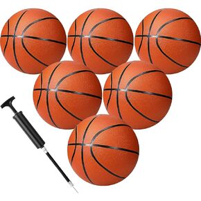 6 Pcs Basketballs Bulk Christian Charity Donation Supplies Size 5 Basketballs for Kids 27.5 Inch Basketball with Pump Xmas Gifts for Kids Basketball Games Training