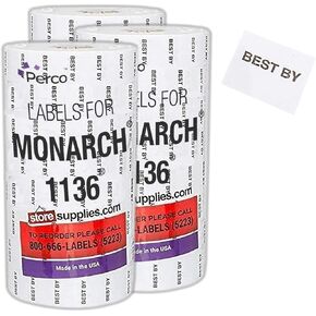 "Best by" Labels for Monarch 1136 Price Gun – 8 Rolls, 14,000 Marking Labels