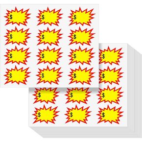 Yeaqee 240 Pcs Garage Sale Price Stickers 3.62 x 2.52'' Yard Sale Pricing Stickers with Space to Write Pricing Starburst Signs Self Adhesive Large Sale Tags for Retail(Neon Colors)