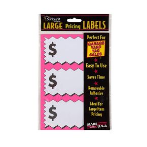 7072 Large Item Pricing Labels, Pink, 75 Count, with Space to Write Pricing