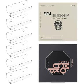 8 Pack Vinyl Record Storage Shelf, 4 inch Clear Acrylic Vinyl Wall Mount, Versatile Floating Display for Albums, Record Holder Includes Screw & No Drill Options