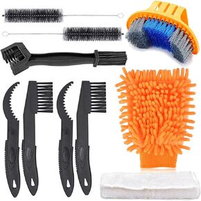 Oumers Bike Cleaning Tools Set (10 Pack), Bicycle Clean Brush Kit Make Mountain, Road, City, Hybrid, BMX and Folding Bike Chain/Crank/Sprcket/Tire Corner Rust Blot Dirt Clean | Durable/Practical