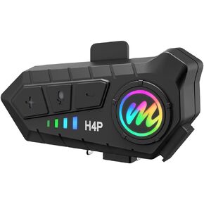 Motorcycle Helmet Headset with Camera, Moman H4C with 【1080P Camera】120° Wide Angle 360° Shooting Single Use Motorbike Headphone Speaker with 32G TF Card HiFi Stereo AI Voice Assitant IPX6 Waterproof