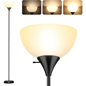 Standing Lamp, Led Floor Lamps for Living Room, Drop-Resistant White Lampshade, Rotary Switch, Industrial Metal Tall Lamp for Living Room Bedroom Study Office Kid’s Room