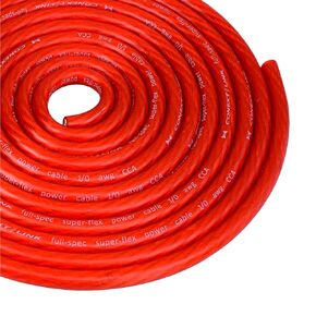 Conext Link 10 ft Frost Red 1/0 Gauge Amplifier Power Ground Wire 0 GA Battery Cable （10806）