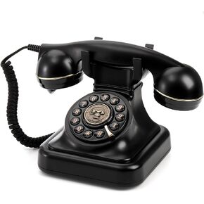 Peohud Retro Landline Telephone, Classic Corded Desk Phone, Vintage Old Fashioned Dial Button Phone with Redial Function for Home Office