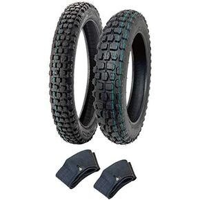 MMG Tire Set Off Road Knobby Front Tire Size 2.50-14 with Inner Tube and Rear Tire Size 3.00-12 with Inner Tube