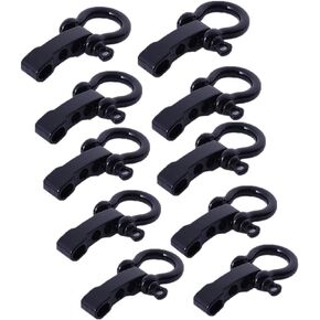 10 Sets Bow Shackle,D Ring Shackle,of Alloy Umbrella Rope Buckle, Adjustable D Shackles Buckle Umbrella Rope Bracelet Buckle U Shape Screw Pin Anchor Shackle,Does Not Fade (Black)