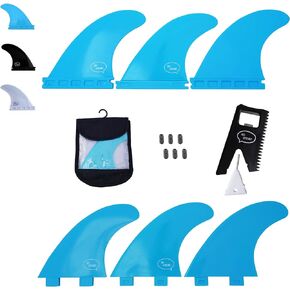 Ho Stevie! FRP Thruster (3) Surfboard Fins - Stronger Than Regular Nylon Fins - Includes Fin Bag, Screws, Wax Comb and Fin Key