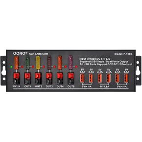 40Amp DC Power Splitter Distribution Module, 5 Power Pole Ports and 6 USB Ports Output
