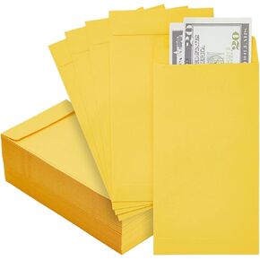 Okuna Outpost 100 Pack Money Envelopes for Cash, Payroll, Money Saving, Coins, Currency, 100GSM, Yellow (4 x 7 In)
