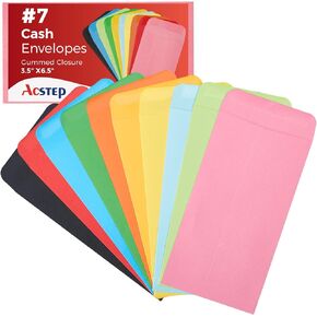 ACSTEP 100 PACK Colorful Cash Envelopes For budgeting, Money Savings Challenges, Small colored Money Envelope Self Adhesive For Cash, Coin, Check, Jewelry3 1/2 x 6 1/2