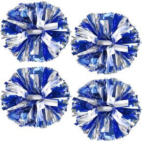 4Pcs Upgraded 12inch Metallic Cheerleading Pom Poms, HOLENGS Cheerleader Pompoms Cheer Poms for Kids Adults, Cheering Squad Pompoms for School Sports Games Dance Party (Rose+Silver)
