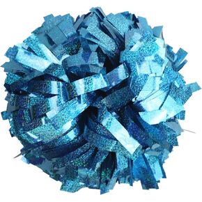 GUIFIER 6 inch 1 Pair Metallic Cheerleading Pom Pom with Baton Handle, Cheerleader Pom Poms, Cheerleading Holographic Pom Poms, Cheer Pom Poms Gifts Pompoms for Cheering Squad (Orange and Royal Blue)