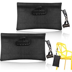 Sanwuta 2 Pack Money Bag with Lock Small Locking Bag for Beach Locking Money Bag Cash Wallet for Christmas Party Gifts, 6.7 x 11 Inch(Black)