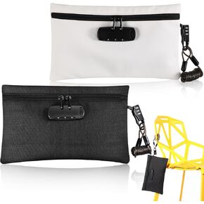 Sanwuta 2 Pack Money Bag with Lock Small Locking Bag for Beach Locking Money Bag Cash Wallet for Christmas Party Gifts, 6.7 x 11 Inch(Black)