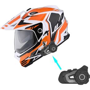 1Storm Youth Kids Dual Sport Dual Visor Motorcycle Motocross Off Road Full Face Helmet: HF802Youth