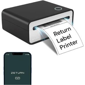 Wireless Shipping & Return Label Printer -Tiny Printer, Huge Returns - Small Compact Thermal Black Printer, Sticker Maker for Shipping Packages