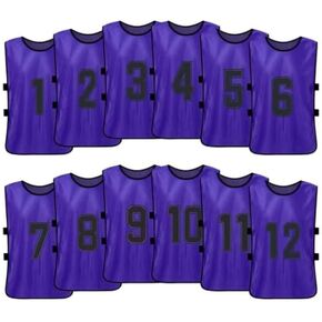 Tych3L Pinnies Scrimmage Vests for Adults, Youth (12-Jersey) - Soccer Pinnies, Sport Pinnies, Numbered Practice Jerseys