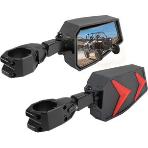 KEMIMOTO UTV Side View Mirrors Fits 1.75-2" Roll Bar Compatible with Polaris RZR 800 900 1000 XP Turbo Pioneer Rhino Mule Teryx Black Orange Blue Red Inserts, Adjustable Aluminum Clamp