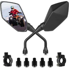 DeYeShiKi ATV Mirrors Motorcycle Mirrors,360 Degrees Ball-Type Adjustment,7/8" Handlebar Mount,8MM 10MM Threaded Bolt Compatible with Motorcycle Scooter Moped Polaris Sportsman Dirt Bike