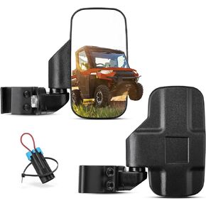 KEMIMOTO UTV Side Mirrors Pro-Fit Mirrors are Compatible with Polaris Ranger General Can-Am Defender Maverick Trail CFMOTO UFORCE w/Profiled Tube Adjustable Rear View Mirror with Seat Belt Bypass