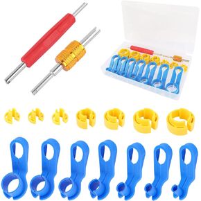 16PCS Fuel Line Disconnect Tool Set - 1/4 5/16 3/8 1/2 5/8 3/4 7/8 Inch Quick Disconnect Tool with AC Valve Core Removal Tool - AC Line Disconnect Tool for Repairing Car Accessories